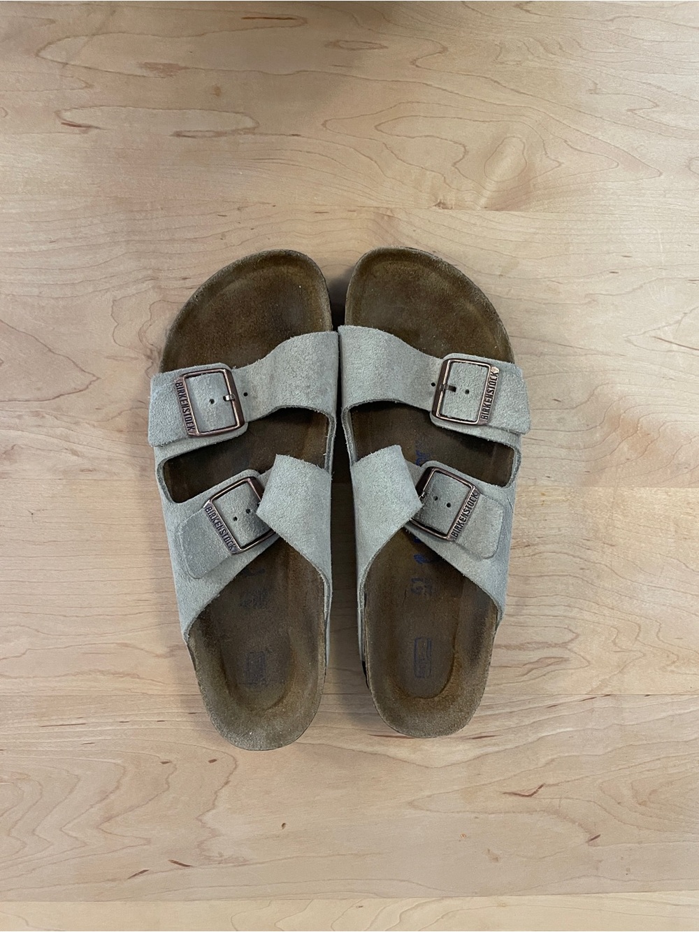 Birkenstock Arizona Taupe Suede Double-Buckle Slide Sandals